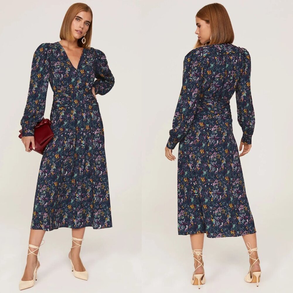 New Derek Lam Blue Floral Long Sleeve Dress IT 42 US 6